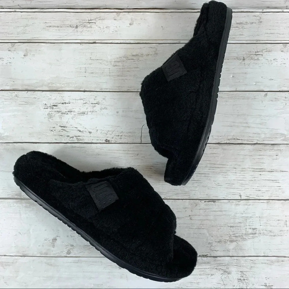 UGG Fluff You Black Slippers - Picture 1 of 11